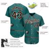Custom Midnight Green Brown-White 3D Pattern Design Billiards Snooker 8 Ball Authentic Baseball Jersey - Image 3