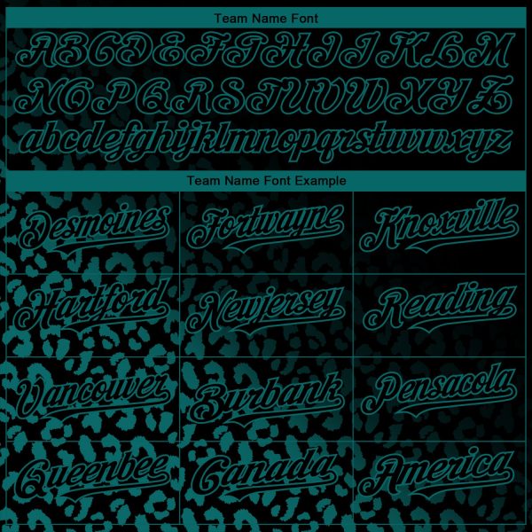 Custom Black Teal 3D Pattern Design Leopard Print Fade Fashion Authentic Baseball Jersey - Image 4