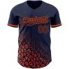 Custom Navy Orange 3D Pattern Design Leopard Print Fade Fashion Authentic Baseball Jersey - Image 2