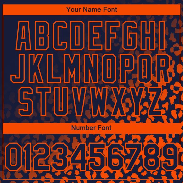 Custom Navy Orange 3D Pattern Design Leopard Print Fade Fashion Authentic Baseball Jersey - Image 5
