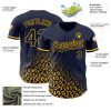 Custom Navy Gold 3D Pattern Design Leopard Print Fade Fashion Authentic Baseball Jersey - Image 3