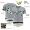 Custom Gray Green-White Line Authentic Baseball Jersey - Image 3