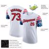 Custom White Red-Black 3D American Flag Patriotic Performance T-Shirt - Image 2