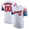 Custom White Red-Black 3D American Flag Patriotic Performance T-Shirt
