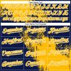 Custom Gold Navy-White 3D Pattern Design Abstract Brush Stroke Authentic Baseball Jersey - Image 4