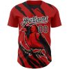 Custom Red Black-White 3D Pattern Design Animal Cardinal Bird Authentic Baseball Jersey - Image 2