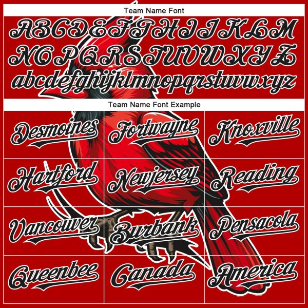 Custom Red Black-White 3D Pattern Design Animal Cardinal Bird Authentic Baseball Jersey - Image 4