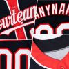 Custom Navy Red-Gold 3 Colors Arm Shapes Authentic Baseball Jersey - Image 2