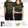 Custom Women's Green Red-Cream V-Neck Cropped Baseball Jersey - Image 3