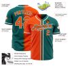 Custom Teal Orange-White Authentic Gradient Fashion Baseball Jersey - Image 2
