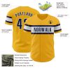 Custom Gold Navy-White Authentic Baseball Jersey - Image 3