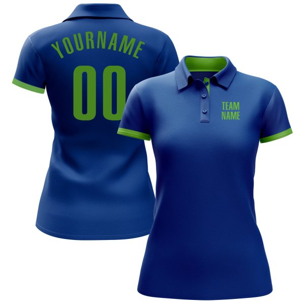 Custom Royal Neon Green Performance Golf Polo Shirt - Image 2