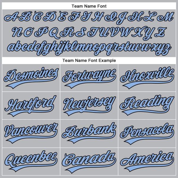 Custom Gray Black Pinstripe Light Blue Authentic Baseball Jersey - Image 4