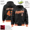 Custom Black Orange-White Bomber Full-Snap Varsity Letterman Hoodie Jacket - Image 3