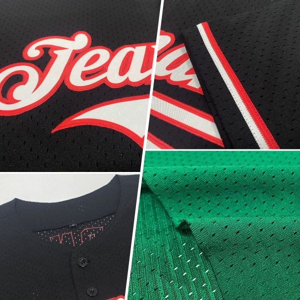 Custom Kelly Green Royal-White Mesh Authentic Throwback Baseball Jersey - Image 2
