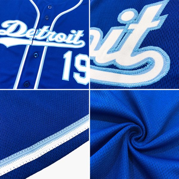 Custom Royal White-Light Blue Baseball Jersey - Image 7