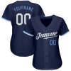 Custom Navy White-Light Blue Authentic Baseball Jersey - Image 2
