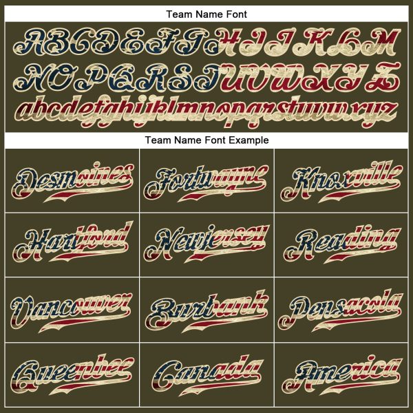 Custom Olive Vintage USA Flag-Cream Authentic Sleeveless Salute To Service Baseball Jersey - Image 3