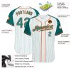 Custom White Aqua Pinstripe Aqua-Orange Authentic Raglan Sleeves Baseball Jersey - Image 3