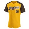 Custom Gold Brown-White Authentic Raglan Sleeves Baseball Jersey - Image 2