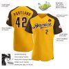 Custom Gold Brown-White Authentic Raglan Sleeves Baseball Jersey - Image 3