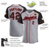Custom Gray Black-Red Authentic Raglan Sleeves Baseball Jersey - Image 3