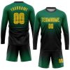Custom Kelly Green Gold-Black Sublimation Long Sleeve Fade Fashion Soccer Uniform Jersey - Image 2