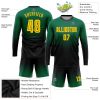 Custom Kelly Green Gold-Black Sublimation Long Sleeve Fade Fashion Soccer Uniform Jersey - Image 3