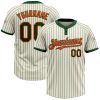 Custom Cream Green Pinstripe Orange Two-Button Unisex Softball Jersey