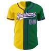 Custom Kelly Green Purple-Yellow Authentic Split Fashion Baseball Jersey - Image 2