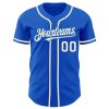 Custom Thunder Blue Cream Authentic Baseball Jersey - Image 2