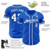 Custom Thunder Blue Cream Authentic Baseball Jersey - Image 3