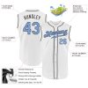Custom White Light Blue-Steel Gray Authentic Sleeveless Baseball Jersey - Image 2