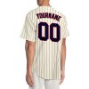 Custom Cream Navy Pinstripe Navy-Red Authentic Baseball Jersey - Image 2