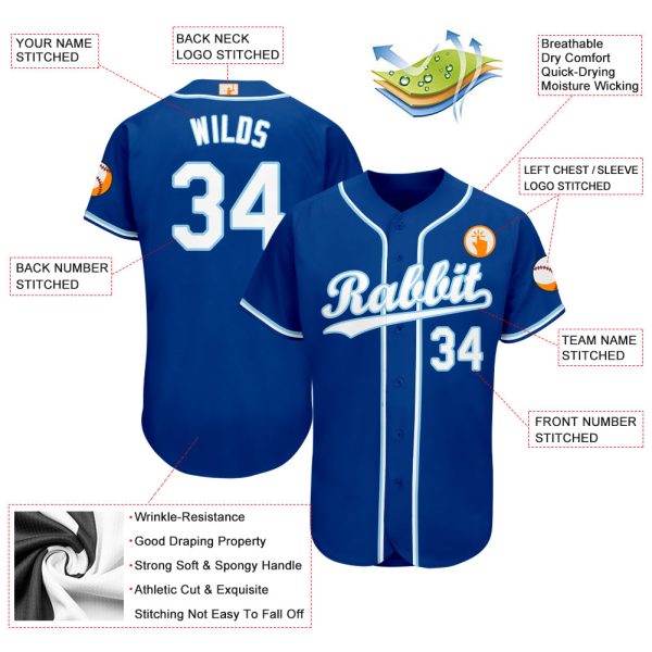 Custom Royal White-Light Blue Baseball Jersey - Image 4