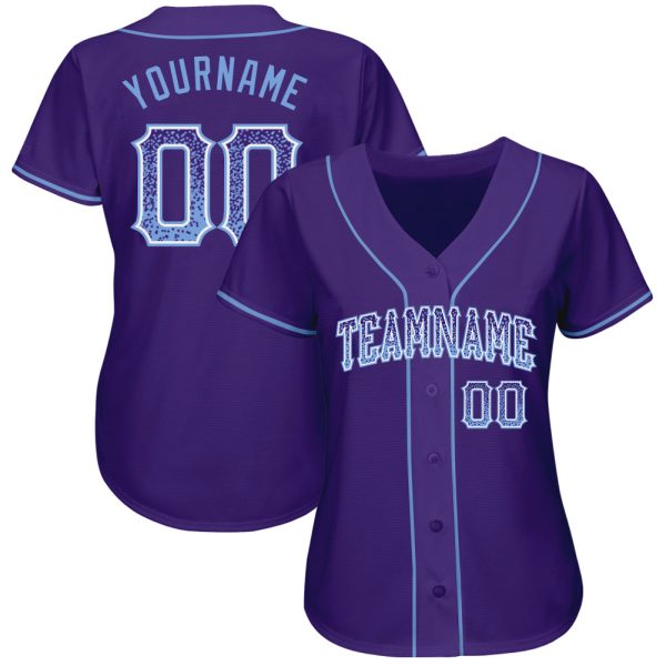 Custom Purple Light Blue-White Authentic Drift Fashion Baseball Jersey - Image 2